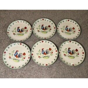 International Tableworks Provence Rooster Dinner Plates 11" Stoneware LOT of 6